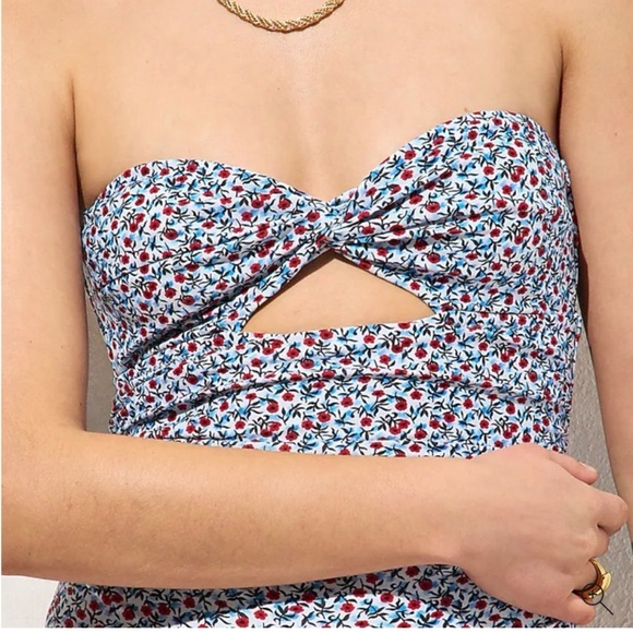 J. Crew Floral One Piece Swimsuit - Blue and Red - Picture 3 of 8